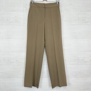 Theory Admiral Crepe High Waist Wide Leg Pants Size 4 Tan Neutral Office Preppy
